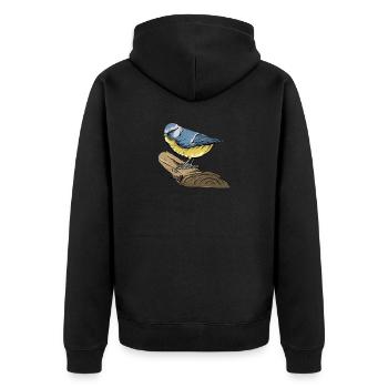 Blaumeise I Vogel Meise Motiv für Vogelbeobachter - Unisex Premium Bio Zip Hoodie - Schwarz - Hinten - Nico (187cm)