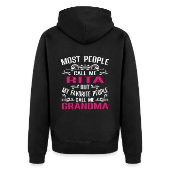 Rita Name Funny Personalized Grandma - Unisex Premium Organic Zip Hoodie - black - Back - Nico (187cm)