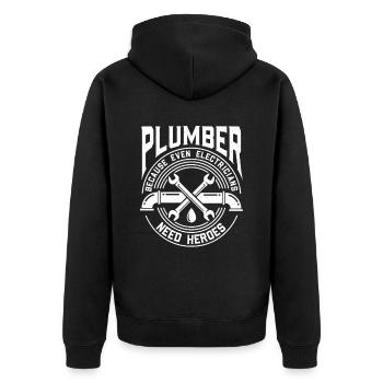 Plumber Because Even Electricians Need Heroes - Unisex Premium Organic Zip Hoodie - black - Back - Nico (187cm)