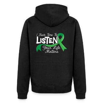 I Have Time To Listen Mental Health Awareness - Unisex Premium Organic Zip Hoodie - black - Back - Nico (187cm)
