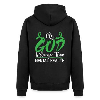 Mon Dieu est plus fort que la sensibilisation à la santé mentale - Veste à capuche bio Premium Unisexe - noir - Dos - Nico (187cm)