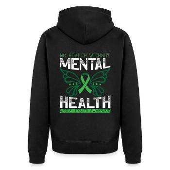 Keine Gesundheit ohne psychische Gesundheit Suizidbewusstsein - Unisex Premium Bio Zip Hoodie - Schwarz - Hinten - Nico (187cm)