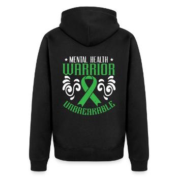 Suizidprävention Bewusstsein für psychische Gesundheit - Unisex Premium Bio Zip Hoodie - Schwarz - Hinten - Nico (187cm)