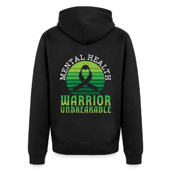 Suizidprävention Bewusstsein für psychische Gesundheit - Unisex Premium Bio Zip Hoodie - Schwarz - Hinten - Nico (187cm)