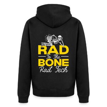 Rad To The Bone Rad Tech Radiologie-Radiologe - Unisex Premium Bio Zip Hoodie - Schwarz - Hinten - Nico (187cm)