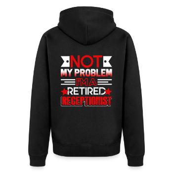 Receptionist Retired Receptionist - Unisex Premium Organic Zip Hoodie - black - Back - Nico (187cm)