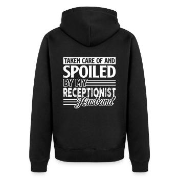 Receptionist Spoiled By Receptionist Husband - Unisex Premium Organic Zip Hoodie - black - Back - Nico (187cm)