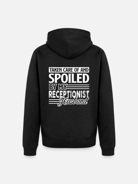 Receptionist Spoiled By Receptionist Husband - Unisex Premium Organic Zip Hoodie - black