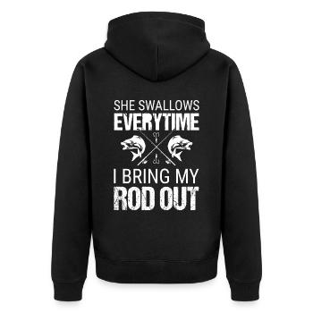 She swallows every time I take out my rod - Unisex Premium Organic Zip Hoodie - black - Back - Nico (187cm)