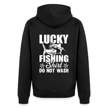 Ne lavez pas la chemise de pêcheur chanceux 3 - (2) - Veste à capuche bio Premium Unisexe - noir - Dos - Nico (187cm)