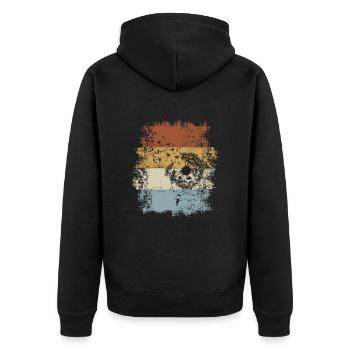 Vintage Dandelion Paragliding Paraglider Skydiver - Unisex Premium Bio Zip Hoodie - Schwarz - Hinten - Nico (187cm)