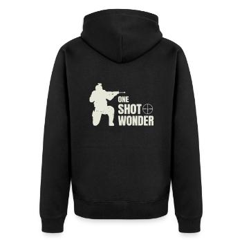 FPS Gamer One Shot Wonder Lustiges Gaming - Unisex Premium Bio Zip Hoodie - Schwarz - Hinten - Nico (187cm)