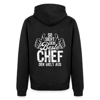 So Sieht Der Beste Chef Der Welt Aus Hübscher Boss - Unisex Premium Bio Zip Hoodie - Schwarz - Hinten - Nico (187cm)