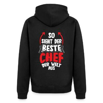 So Sieht Der Beste Chef Der Welt Aus Hübscher Boss - Unisex Premium Bio Zip Hoodie - Schwarz - Hinten - Nico (187cm)