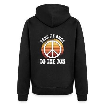 Hippie Peace Sign Peace Flowers Flower Child - Veste à capuche bio Premium Unisexe - noir - Dos - Nico (187cm)