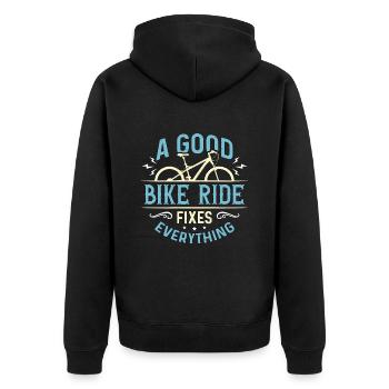 Bicycle A Good Bike Ride Fixes Road Bike Cyclist - Unisex Premium Organic Zip Hoodie - black - Back - Nico (187cm)