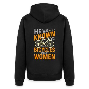 Bicycle He Was Known For His Mountain Bike Cyclist - Unisex Premium Organic Zip Hoodie - black - Back - Nico (187cm)