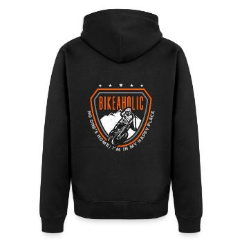 Bicycle Bikeaholic No One's Home Road Bike Cyclist - Unisex Premium Bio Zip Hoodie - Schwarz - Hinten - Nico (187cm)