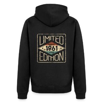 Edition Limitée Awesome Vintage 1961 Anniversaire - Veste à capuche bio Premium Unisexe - noir - Dos - Nico (187cm)