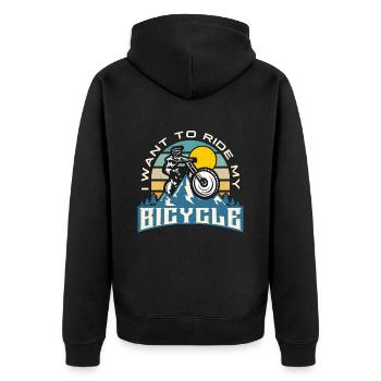 Bicycle I Want To Ride My Bicycle Cycling Cyclist - Unisex Premium Organic Zip Hoodie - black - Back - Nico (187cm)