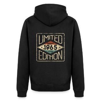 Limited Edition Awesome Vintage 1965 Birthday - Unisex Premium Organic Zip Hoodie - black - Back - Nico (187cm)