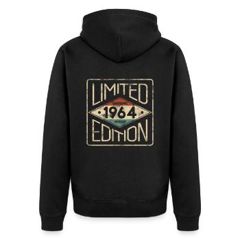 Edition Limitée Awesome Vintage 1964 Anniversaire - Veste à capuche bio Premium Unisexe - noir - Dos - Nico (187cm)