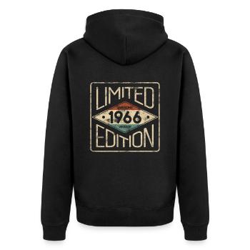 Limited Edition Awesome Vintage 1966 Birthday - Unisex Premium Organic Zip Hoodie - black - Back - Nico (187cm)
