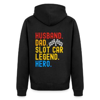 Slotcar Slotracing - Unisex Premium Bio Zip Hoodie - Schwarz - Hinten - Nico (187cm)