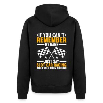 Slotcar Slotracing - Unisex Premium Bio Zip Hoodie - Schwarz - Hinten - Nico (187cm)
