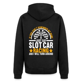 Slotcar Slotracing - Unisex Premium Bio Zip Hoodie - Schwarz - Hinten - Nico (187cm)