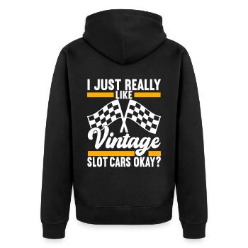 Slotcar Slotracing - Unisex Premium Bio Zip Hoodie - Schwarz - Hinten - Nico (187cm)