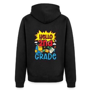 Allô 2ème classe Deuxième classe Deuxième année - Veste à capuche bio Premium Unisexe - noir - Dos - Nico (187cm)