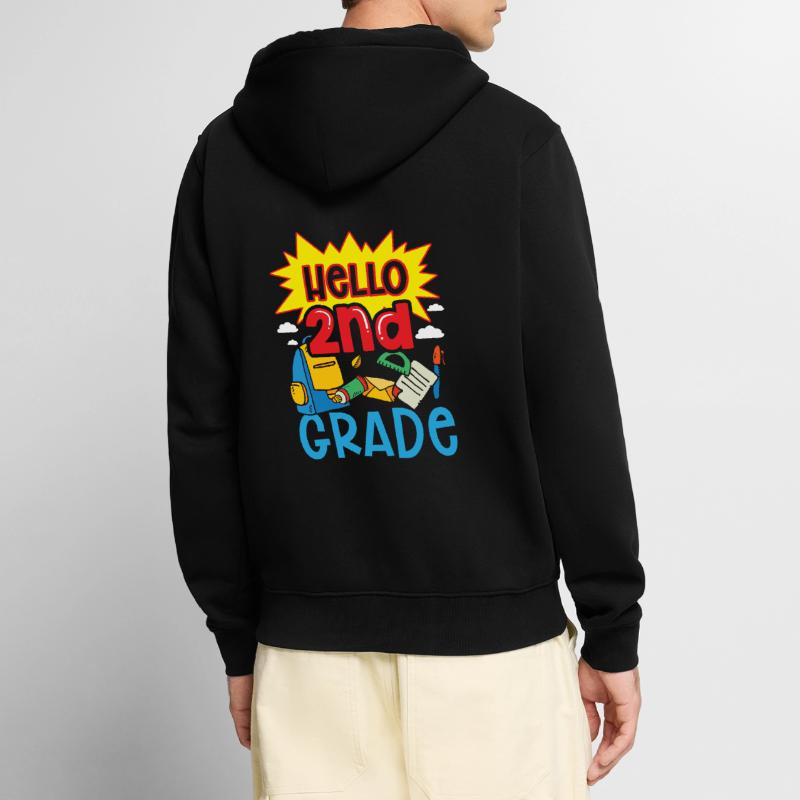 Hello 2nd Class Second Class Second Grader Unisex Premium Organic Zip Hoodie