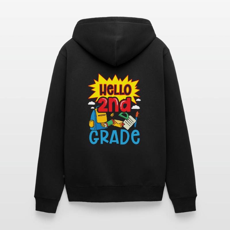Hello 2nd Class Second Class Second Grader Unisex Premium Organic Zip Hoodie