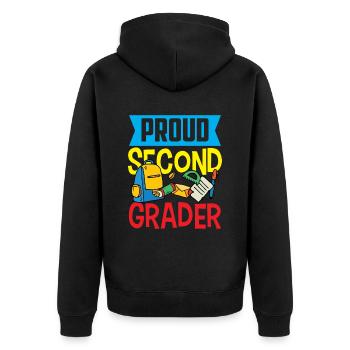 Fière école d’enseignants de deuxième classe de deuxième année - Veste à capuche bio Premium Unisexe - noir - Dos - Nico (187cm)