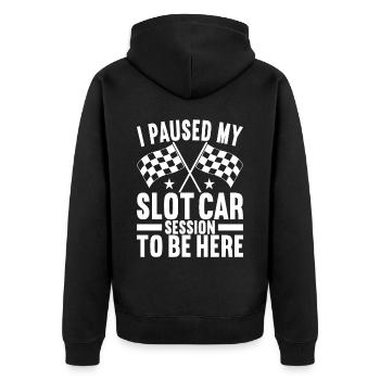 Slotcar Slotracing - Unisex Premium Bio Zip Hoodie - Schwarz - Hinten - Nico (187cm)