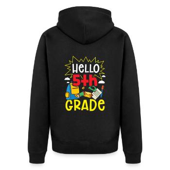 Hallo 5. Klasse Fünftklässler 5 Klasse Fünfte - Unisex Premium Bio Zip Hoodie - Schwarz - Hinten - Nico (187cm)
