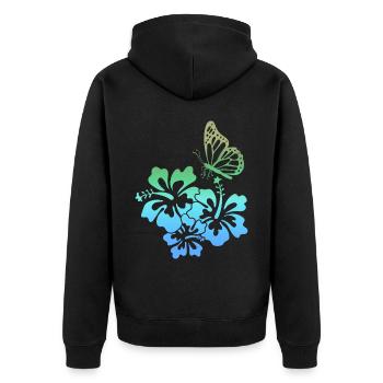 Coconut Girl Aesthetic Hibiscus Butterfly - Unisex Premium Bio Zip Hoodie - Schwarz - Hinten - Nico (187cm)