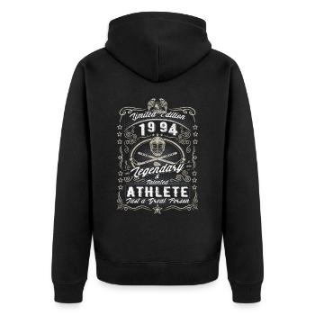 Vintage 1994 Ice Hockey Geburtstag Geschenk Hobby - Unisex Premium Bio Zip Hoodie - Schwarz - Hinten - Nico (187cm)