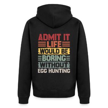 Happy Easter Motif Easter Eggs Funny Easter - Unisex Premium Organic Zip Hoodie - black - Back - Nico (187cm)