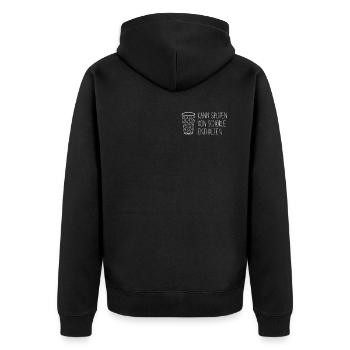 Kann Spuren Von Schorle Enthalten - Unisex Premium Bio Zip Hoodie - Schwarz - Hinten - Nico (187cm)