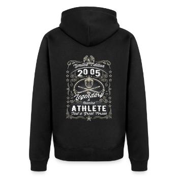 Vintage 2005 Ice Hockey Geburtstag Geschenk Hobby - Unisex Premium Bio Zip Hoodie - Schwarz - Hinten - Nico (187cm)
