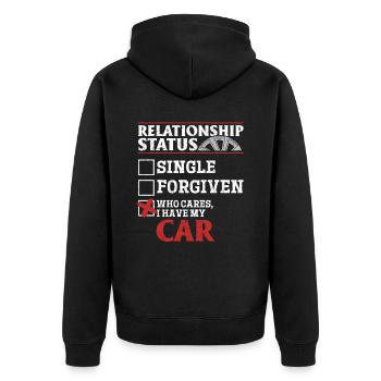 Statut relationnel qui se soucie de ma voiture - Veste à capuche bio Premium Unisexe - noir - Dos - Nico (187cm)