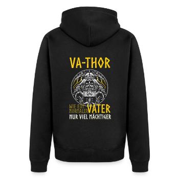 Herren Vathor - Vatertag Vatertagsgeschenk Viking - Unisex Premium Bio Zip Hoodie - Schwarz - Hinten - Nico (187cm)