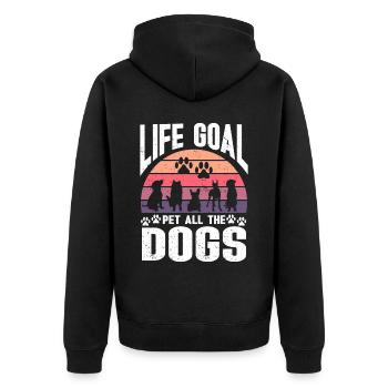 Life Goal Pet All The Dogs Funny Pet Dog Lover - Unisex Premium Organic Zip Hoodie - black - Back - Nico (187cm)