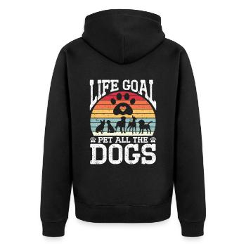 Life Goal Pet All The Dogs Funny Pet Dog Lover - Unisex Premium Organic Zip Hoodie - black - Back - Nico (187cm)
