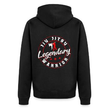 Brazilian Jiu Jitsu MMA Bjj Hugger - Unisex Premium Bio Zip Hoodie - Schwarz - Hinten - Nico (187cm)