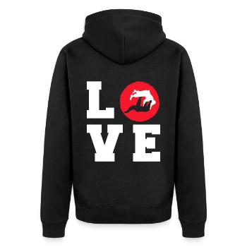 Brazilian Jiu Jitsu MMA Bjj Hugger - Unisex Premium Bio Zip Hoodie - Schwarz - Hinten - Nico (187cm)
