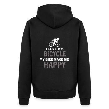 I Love My Bicycle My Bike Make Me Happy - Unisex Premium Organic Zip Hoodie - black - Back - Nico (187cm)
