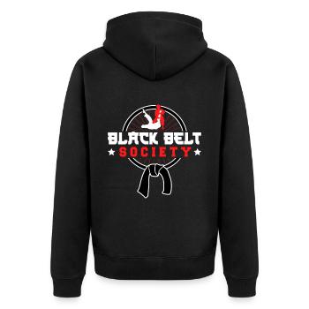 Brazilian Jiu Jitsu MMA Bjj Hugger - Unisex Premium Bio Zip Hoodie - Schwarz - Hinten - Nico (187cm)